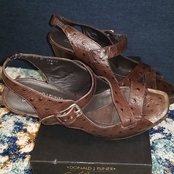 Donald J. Pliner Espresso Ostrich Heels - Picture 10 of 15
